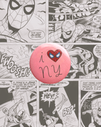 I Love NY Button Pin (pink)