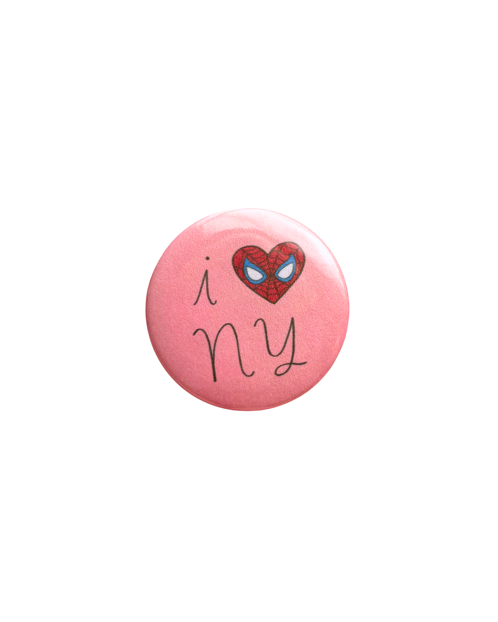 I Love NY Button Pin (pink)