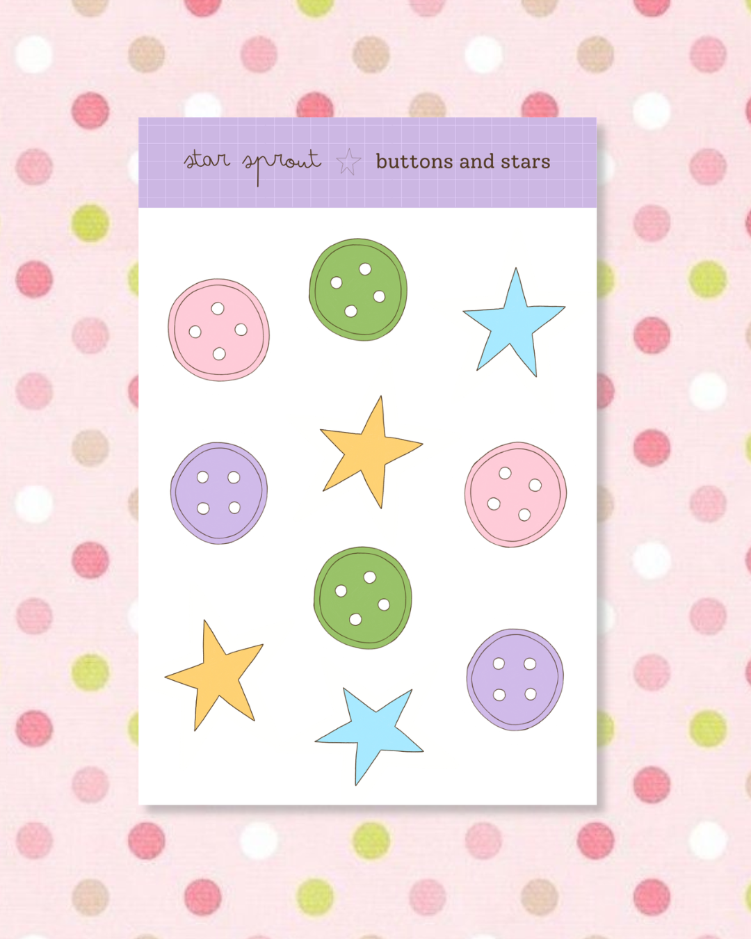 Buttons & Stars Sticker Sheet