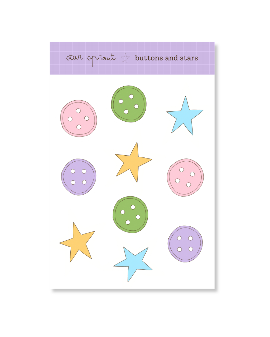 Buttons & Stars Sticker Sheet