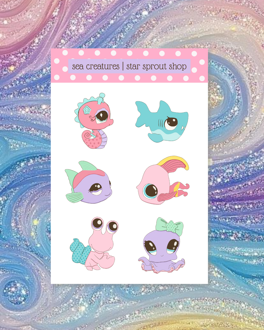 LPS Inspired Sea Creatures Sticker Sheet