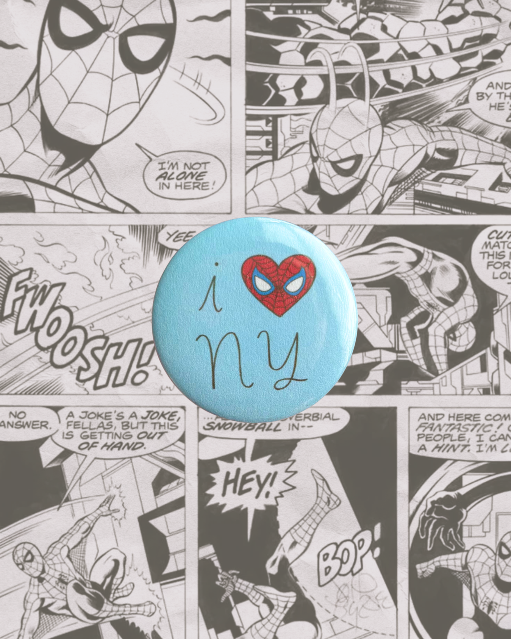 I Love NY Button Pin (blue)