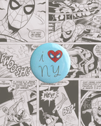 I Love NY Button Pin (blue)