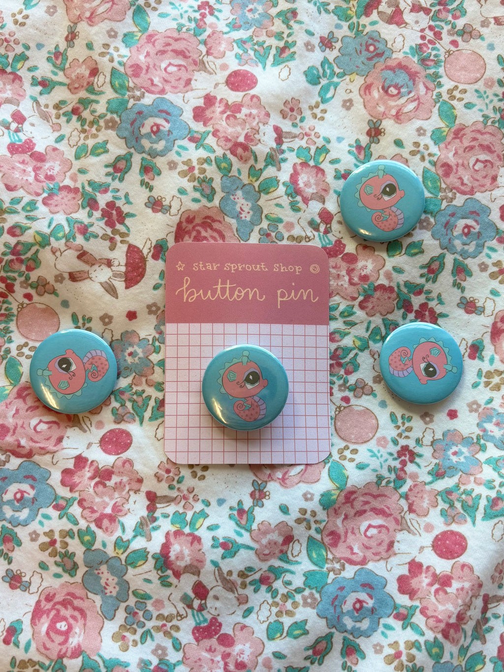 Seahorse Button Pin